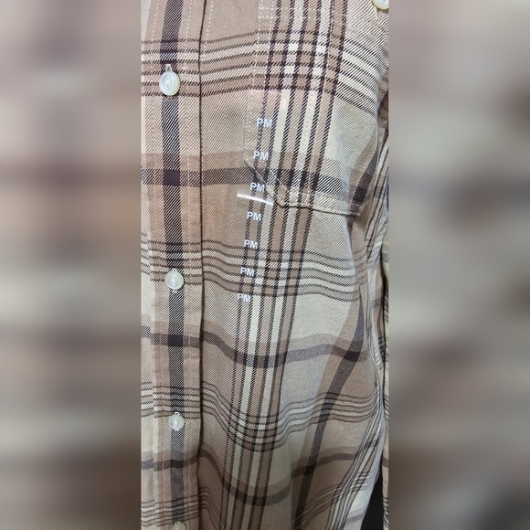 NWT Lauren Ralph Lauren Natural Tan Plaid Button-Down - Picture 4 of 8